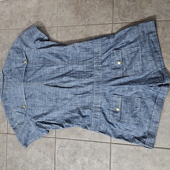 Silence + Noise Blue Button-Up Romper - Picture 6 of 7